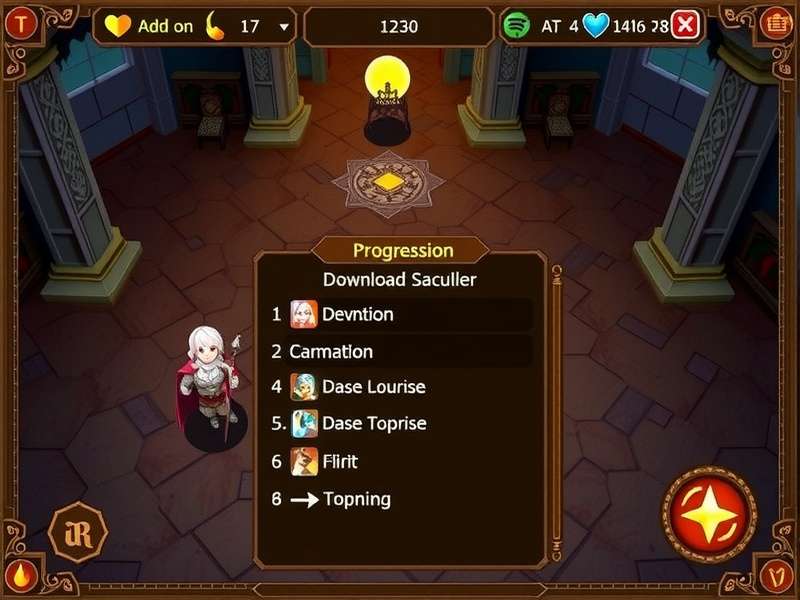 Temple Magic Quest character progression screen